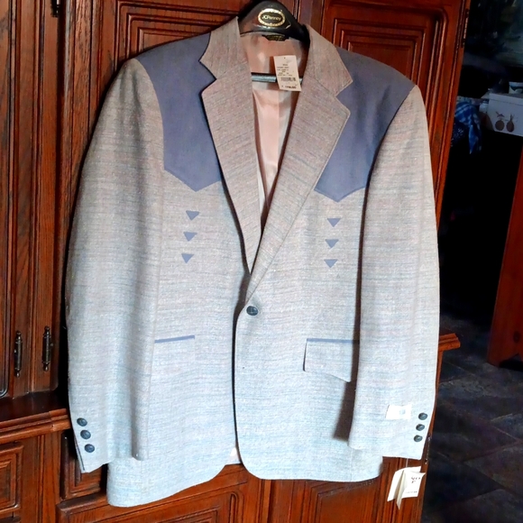 Pagano West Vintage Suit Jacket, 42R grey/blue - Picture 1 of 8